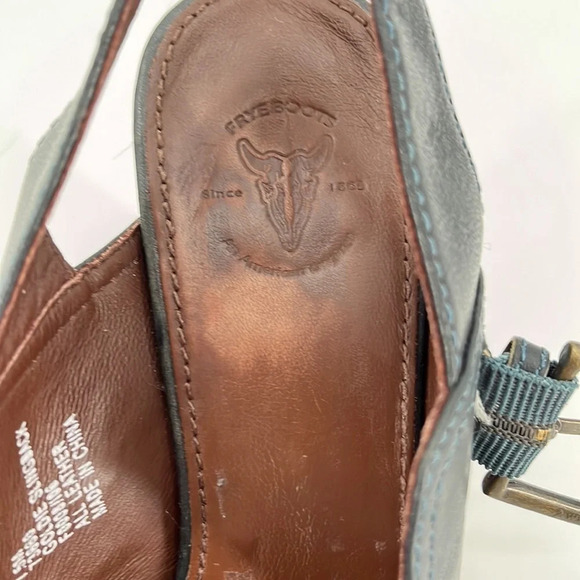 Frye Goldie Slingback Chunky Platform Leather Heels in Stone Blue - Size 7 1/2 - Picture 8 of 13